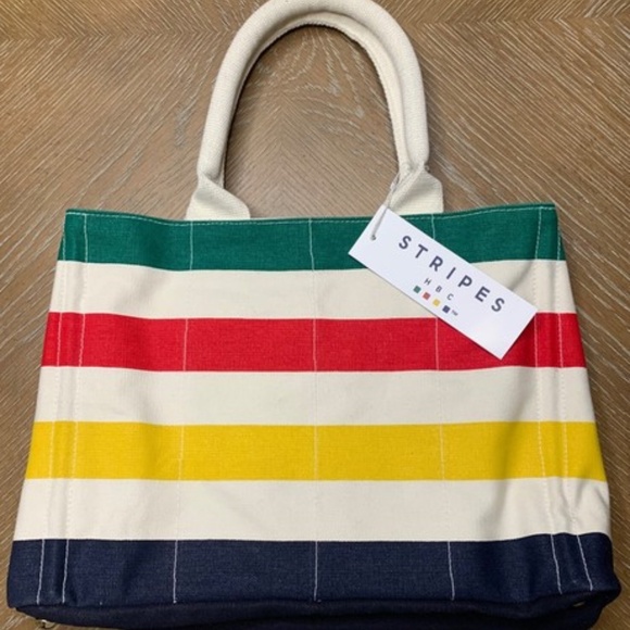 LARGE HBC Stripes Multistripe Signature Canvas Tote Hudson’s Bay NWT - Picture 1 of 11